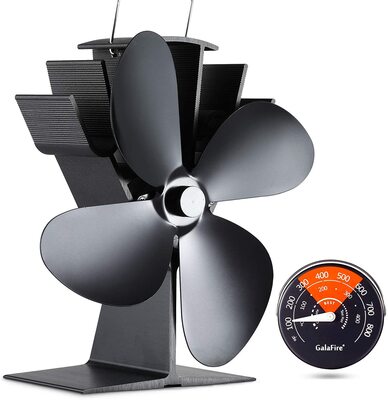 Sonyabecca Heat Powered Stove Fan with Magnetic Thermometer Fireplace EcoFAN